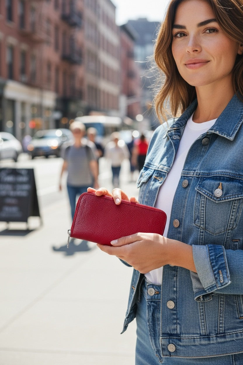 porte-monnaie en cuir made in italy