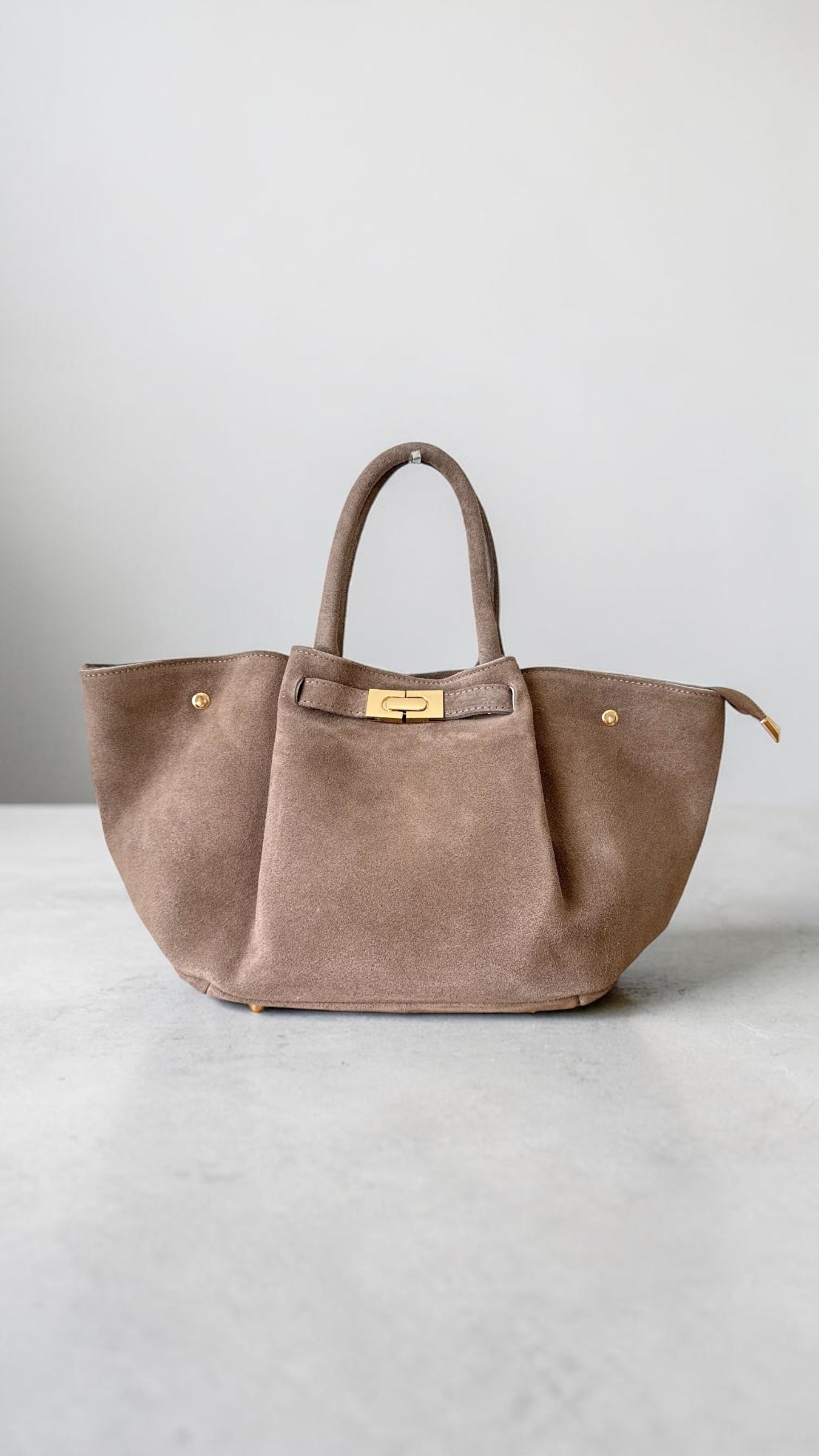 Sac a main taupe en daim made in Italy