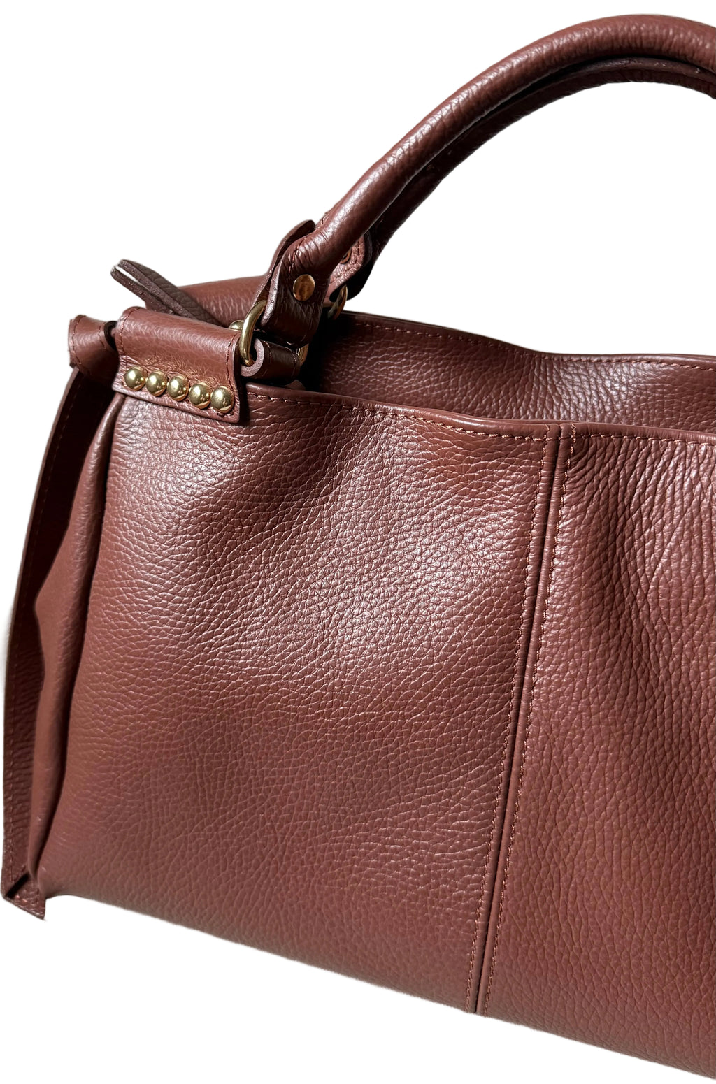 Sac à main marron en cuir fabriqué en Italie - Fiorella