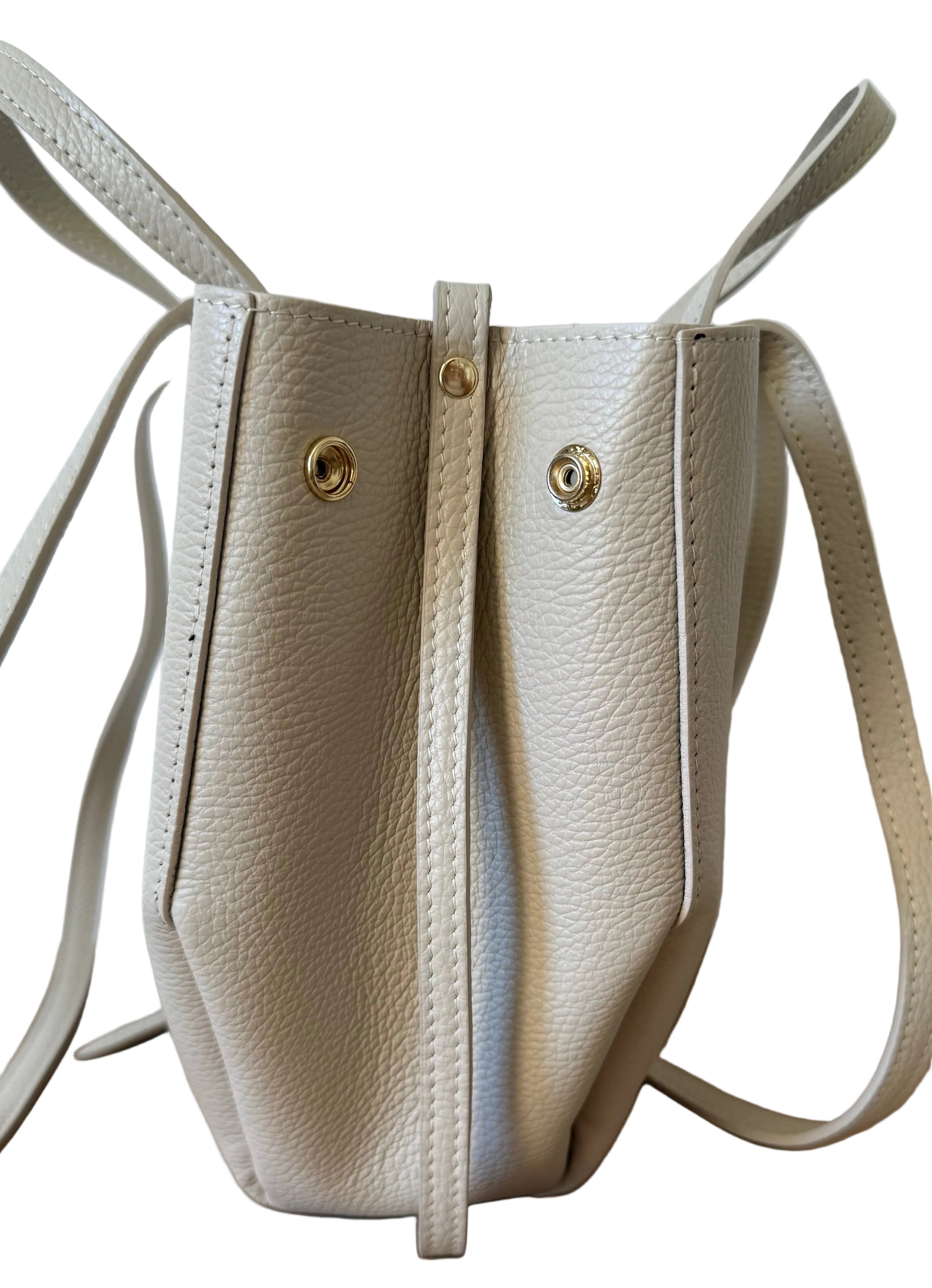 sac cabas ivoire double anses en cuir made in italy - Fiorella