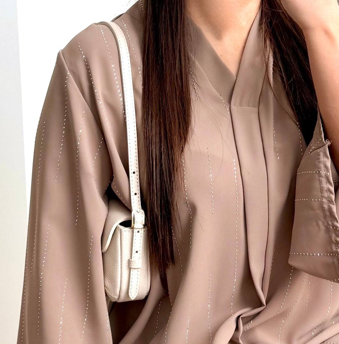 Sac baguette beige en cuir fabriqué en Italie - Fiorella