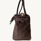 sac à main marron foncé en daim avec boucle dorée made in italy - Fiorella
