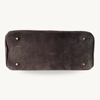 sac à main marron foncé en daim avec boucle dorée made in italy - Fiorella