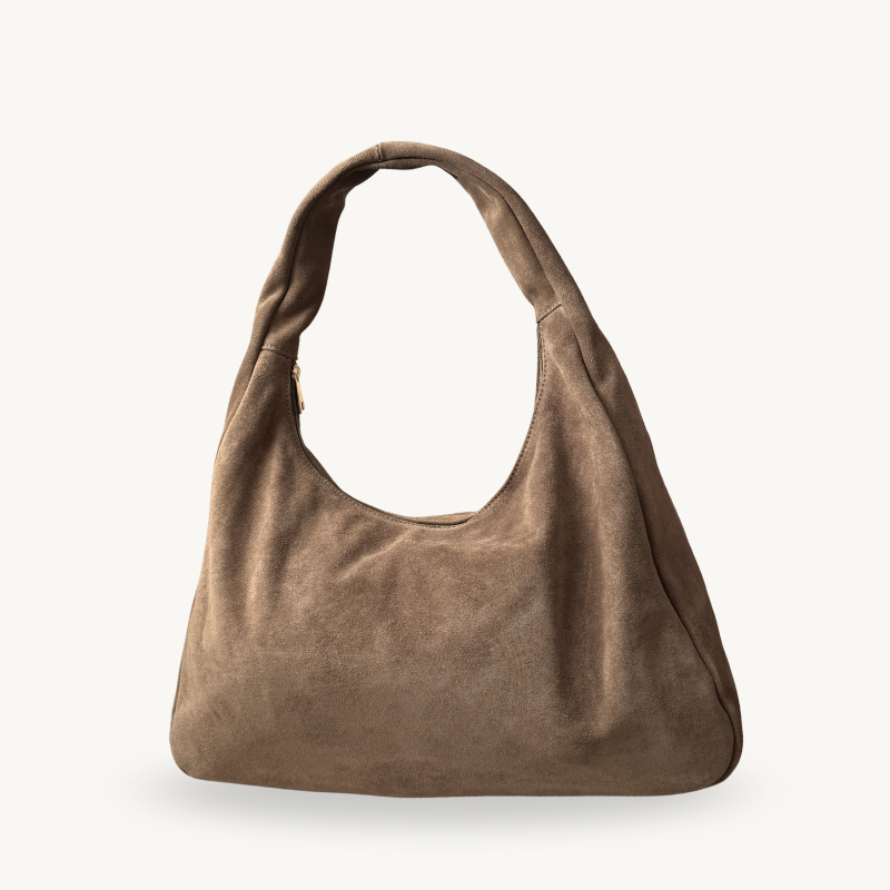 Sac hobo taupe en daim made in Italy - Fiorella
