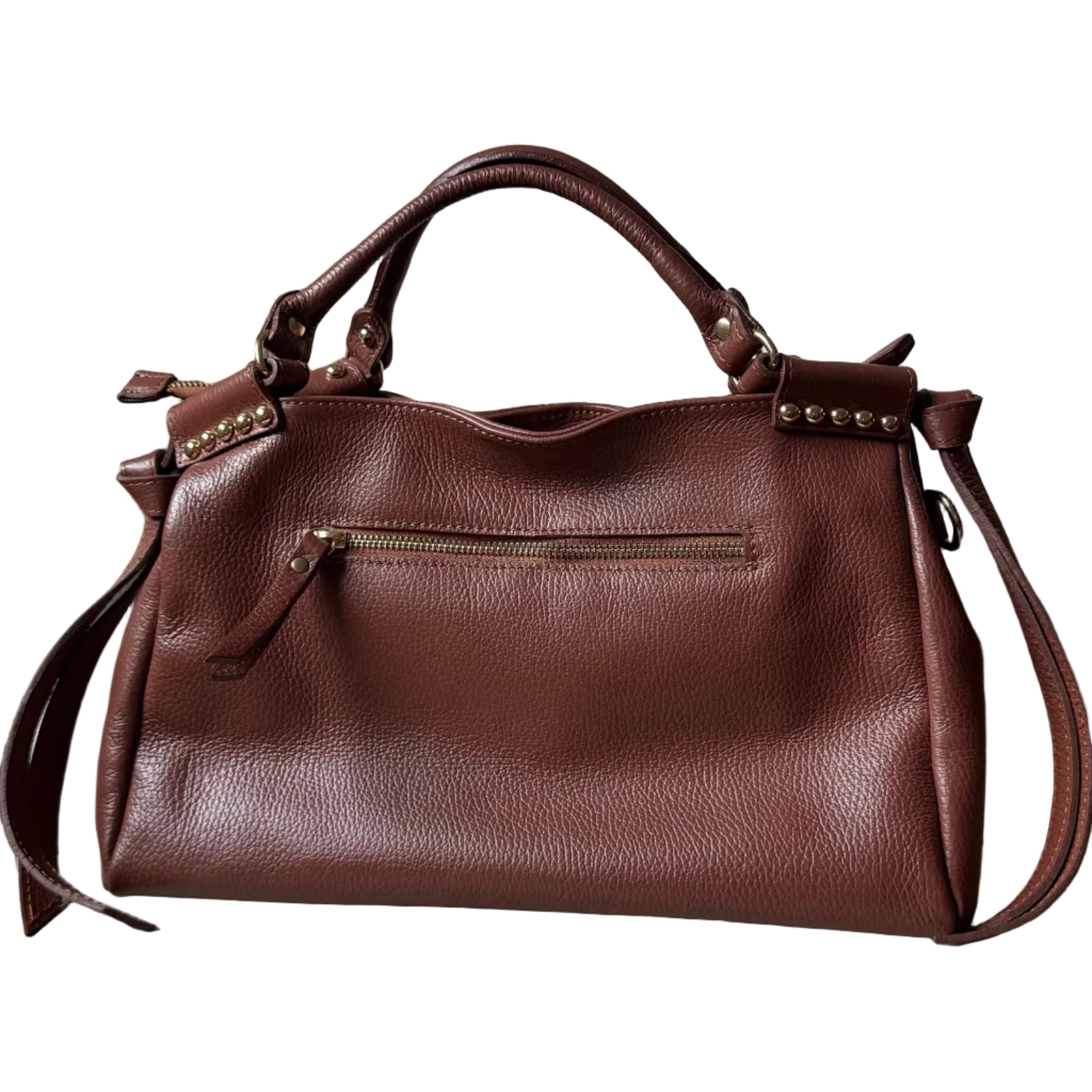 Sac à main marron en cuir fabriqué en Italie - Fiorella