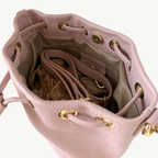 Sac à bandoulière et seau rose en cuir made in Italy - Fiorella