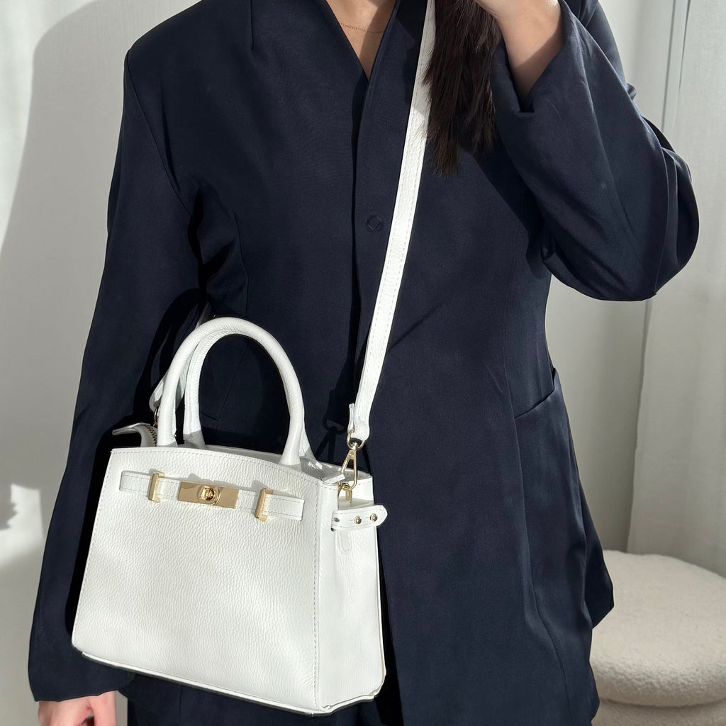 Sac à bandoulière blanc en cuir fabriqué en Italie - Fiorella