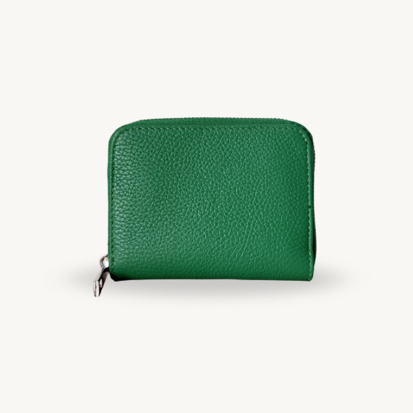 Porte-monnaie vert en cuir fabriqué en Italie - Fiorella