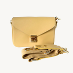 Sac à bandoulière jaune en cuir type cartable made in Italy - Fiorella