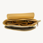 Sac à bandoulière jaune en cuir type cartable made in Italy - Fiorella
