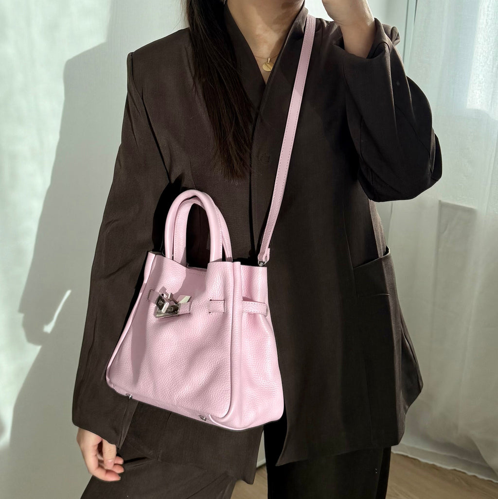 Sac à bandoulière rose en cuir fabriqué en Italie - Fiorella