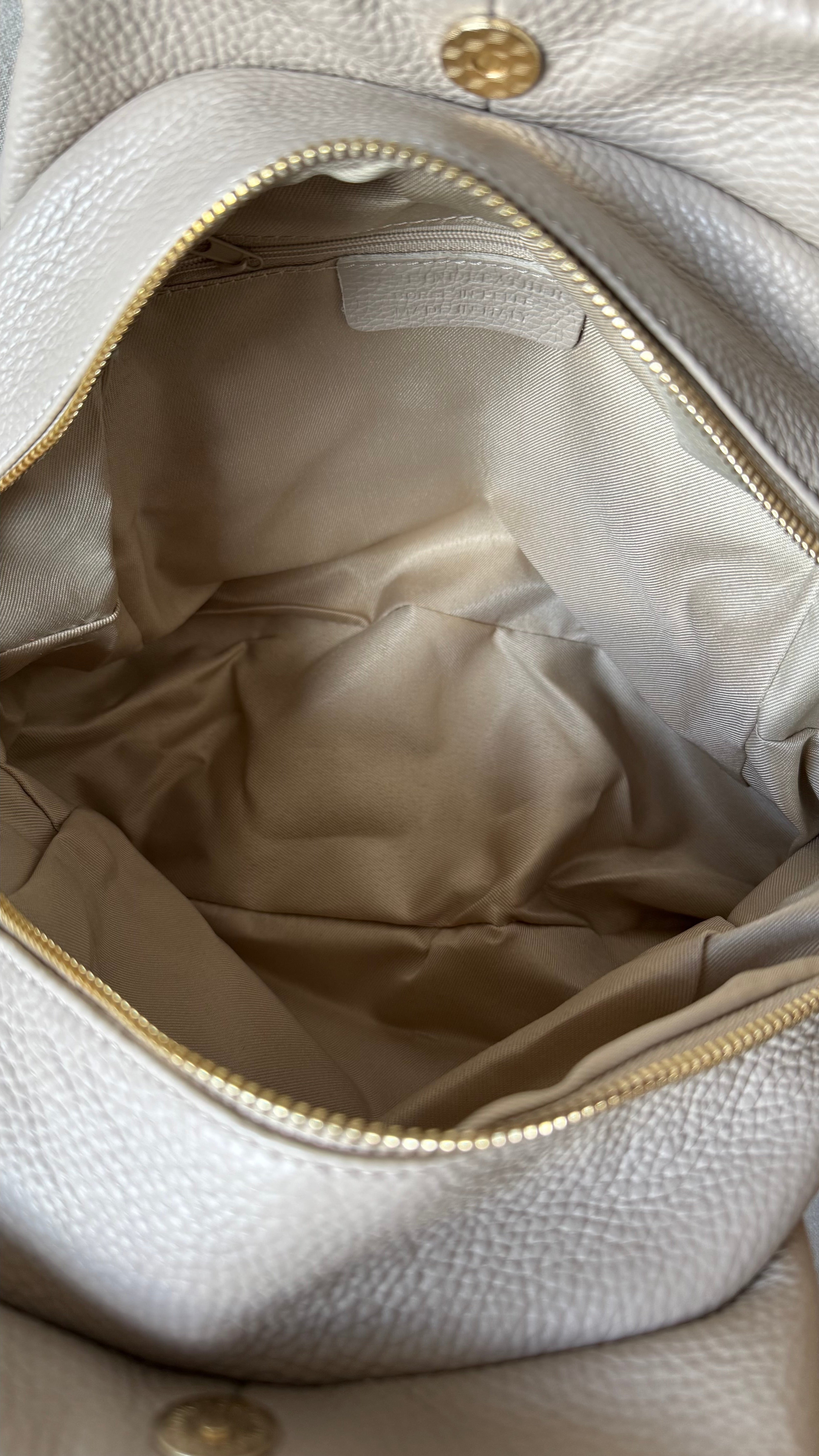 Sac à dos taupe en cuir pour femme made in italy