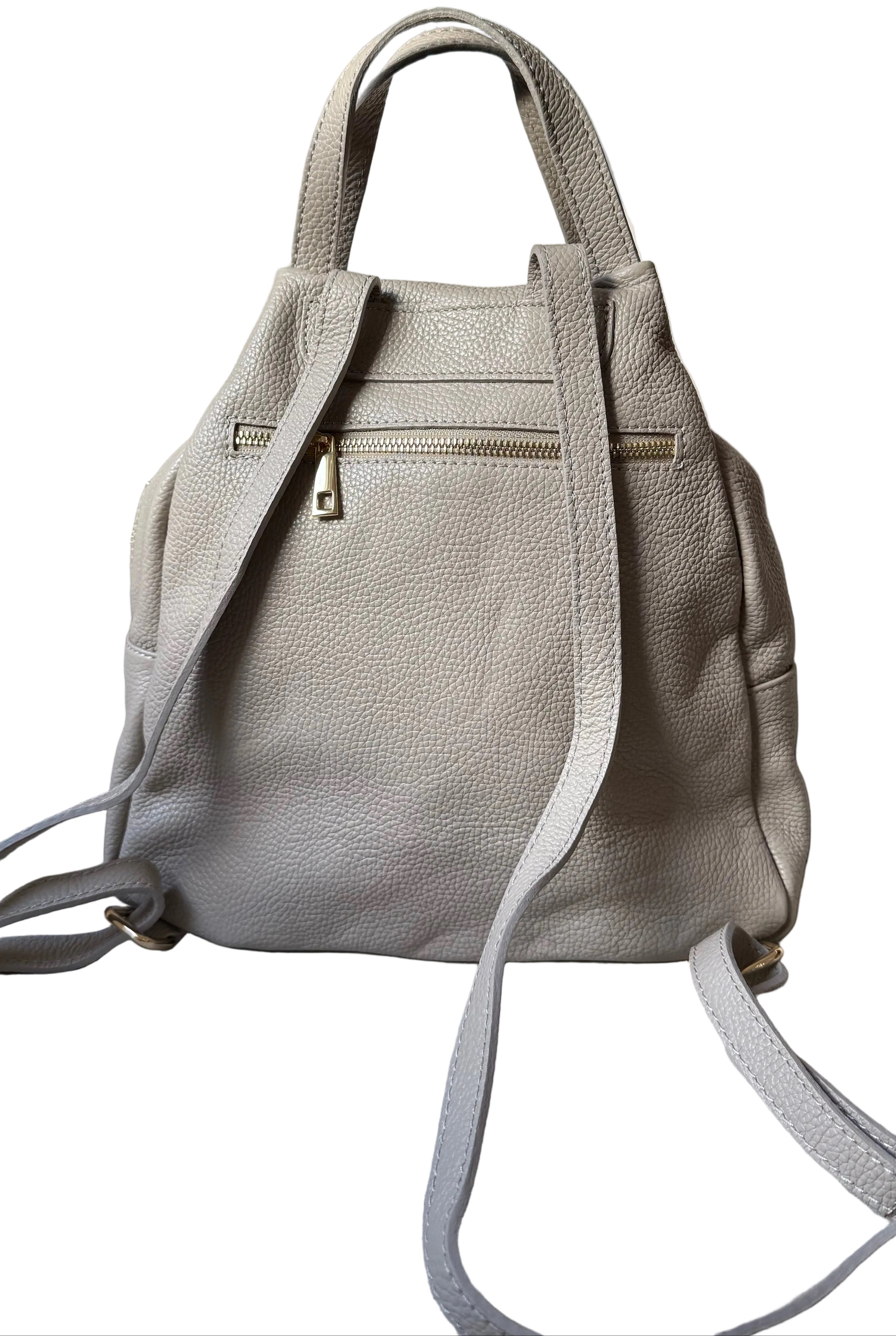 Sac à dos taupe en cuir pour femme made in italy