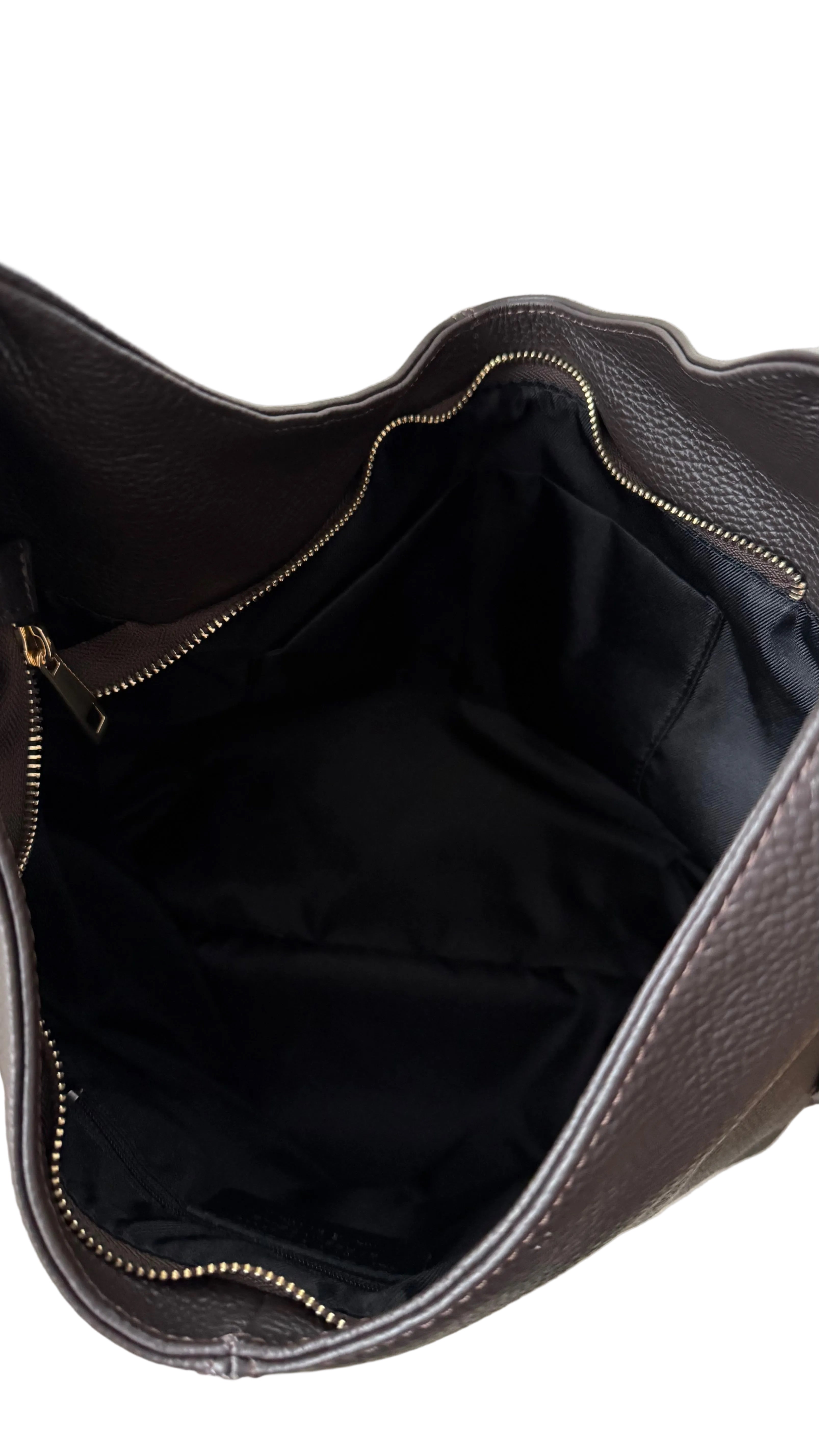 Sac hobo marron foncé en cuir fabriqué en Italie - Fiorella