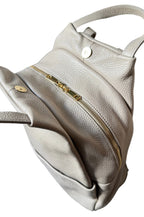 Sac à dos taupe en cuir pour femme made in italy