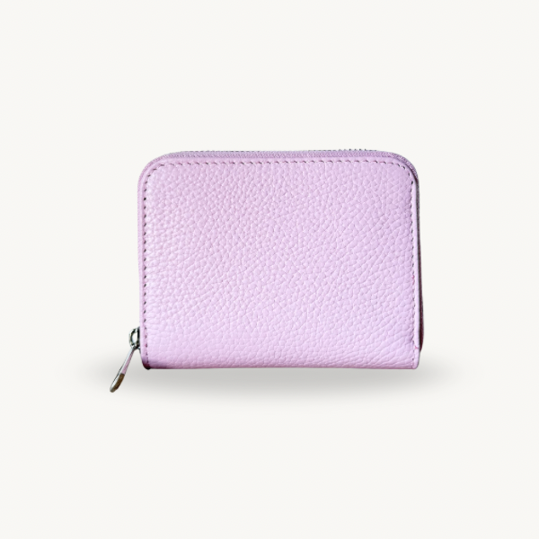 Porte-monnaie rose en cuir fabriqué en Italie - Fiorella