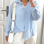 Sac à bandoulière blanc en cuir type cartable made in Italy - Fiorella