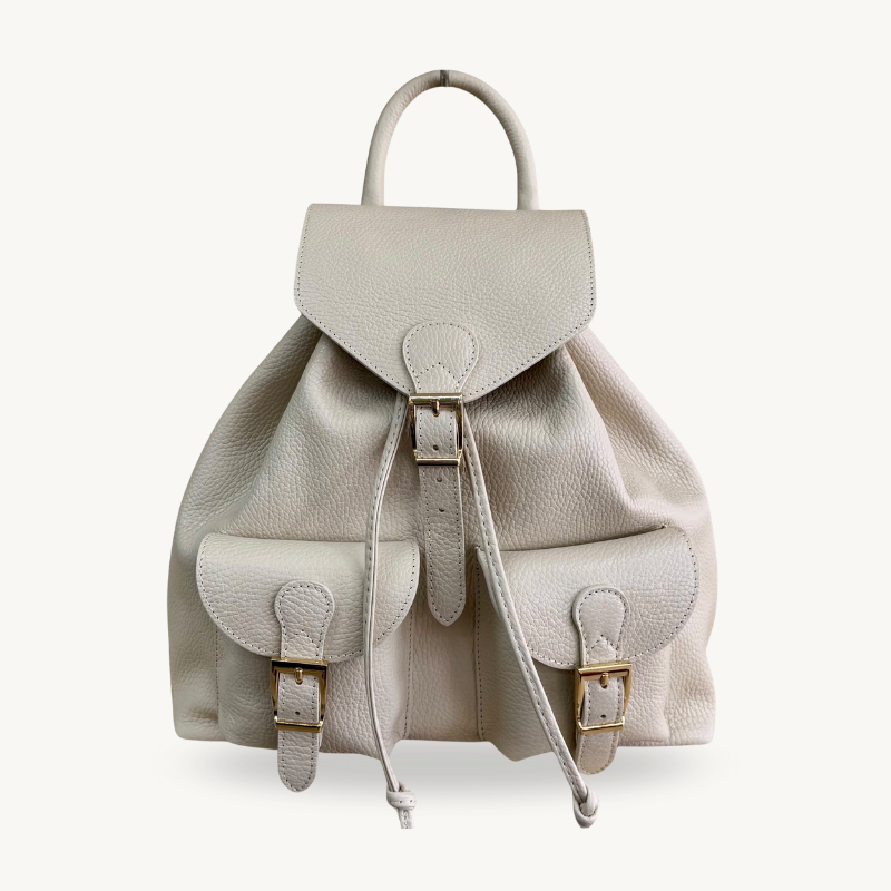 Sac à dos crème en cuir pour femme made in italy - Fiorella