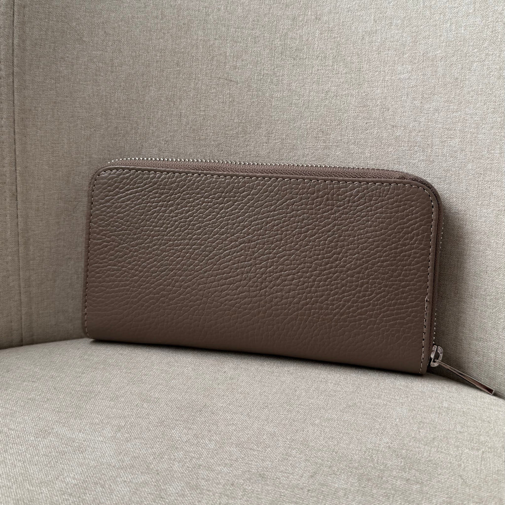 Portefeuille taupe en cuir made in Italy - Fiorella