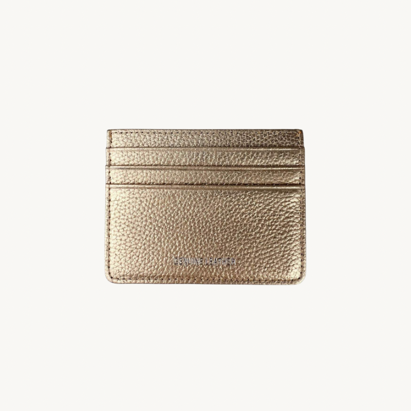 Porte-cartes doré en cuir made in Italy - Fiorella