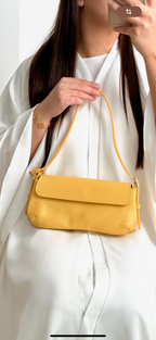 Sac baguette jaune en cuir fabriqué en Italie - Fiorella