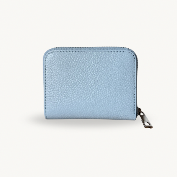 Porte-monnaie bleu en cuir fabriqué en Italie - Fiorella