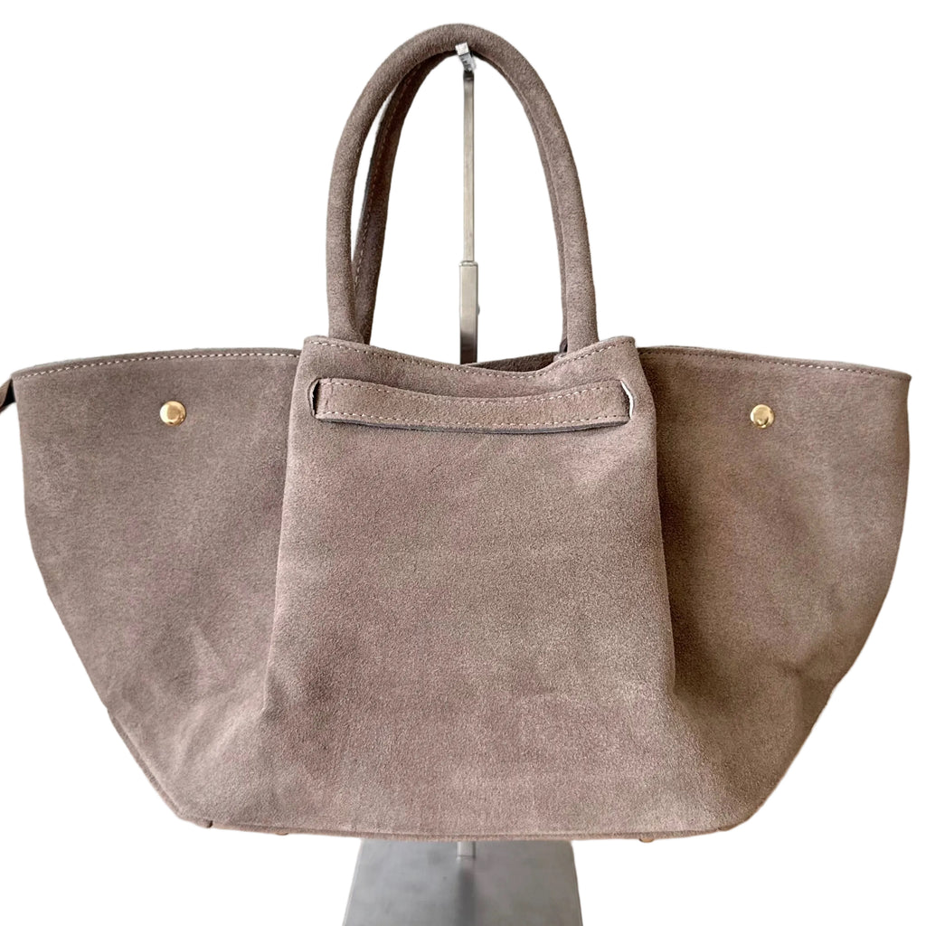 Sac à main taupe en daim made in Italy - Fiorella