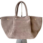 Sac à main taupe en daim made in Italy - Fiorella