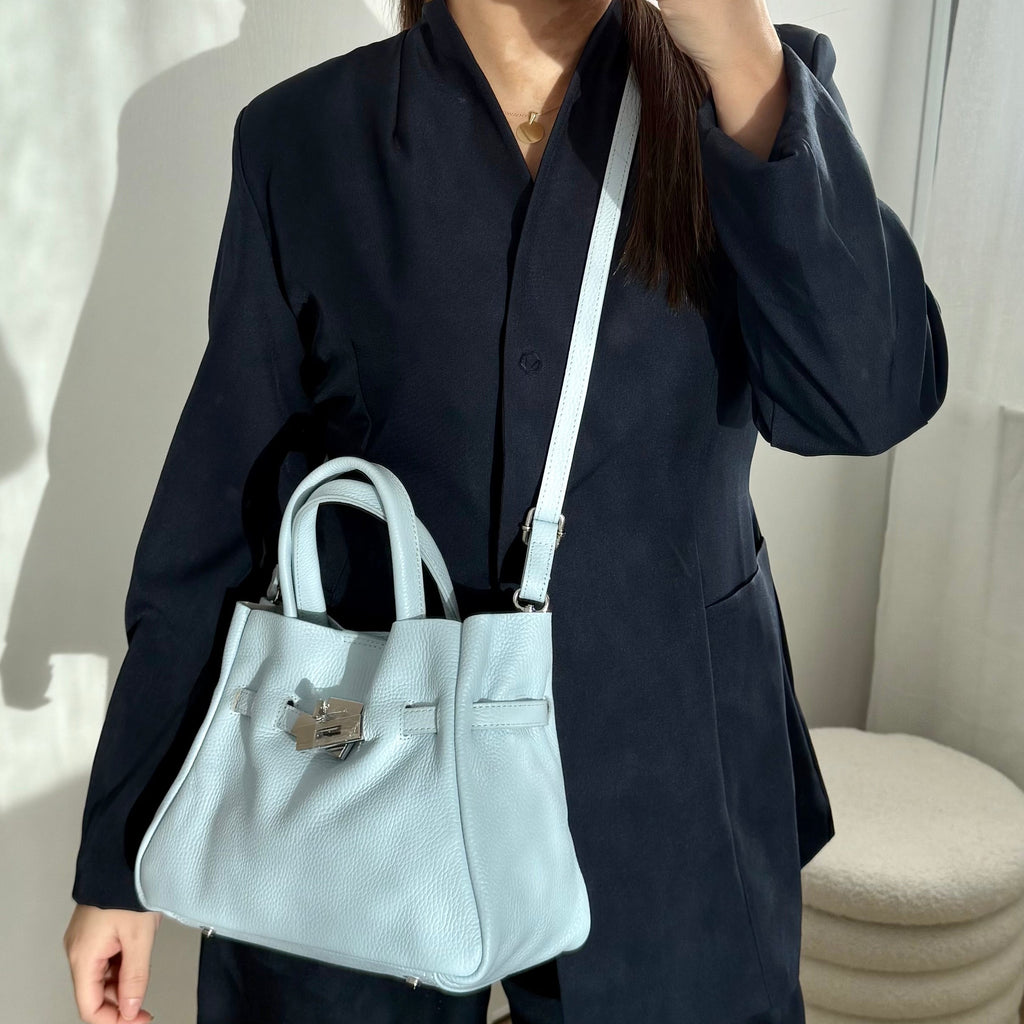 Sac à bandoulière bleu en cuir fabriqué en Italie - Fiorella