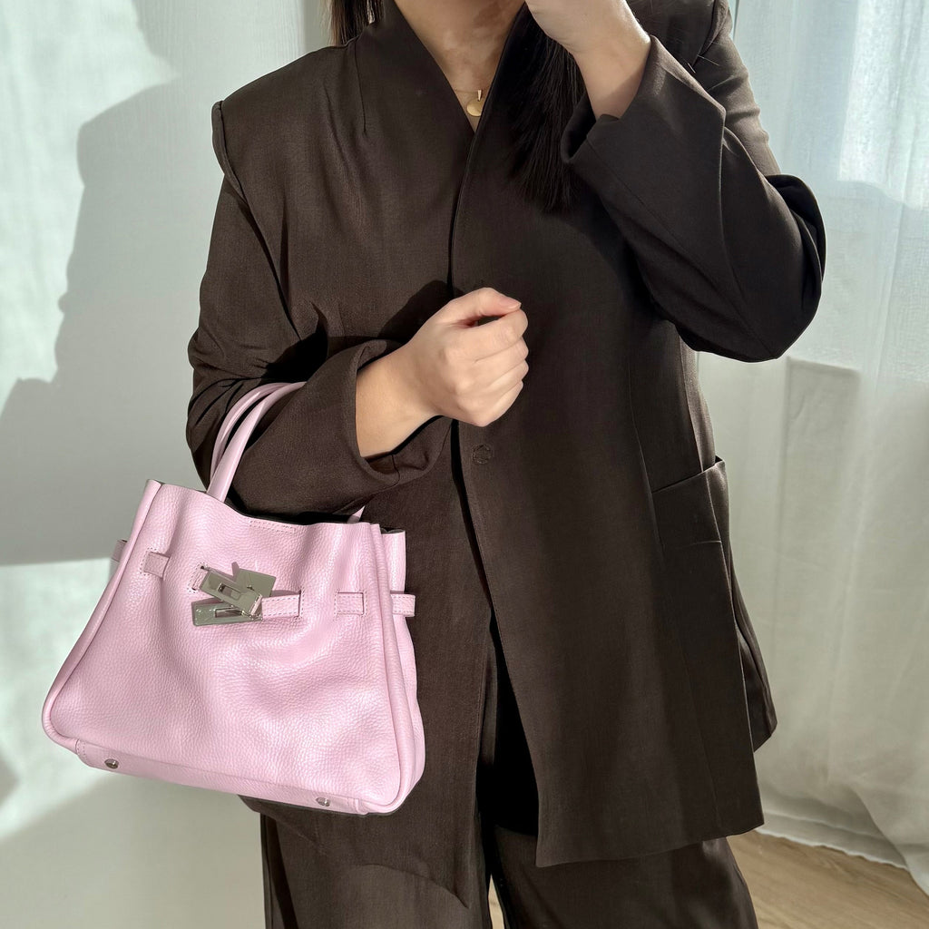 Sac à bandoulière rose en cuir fabriqué en Italie - Fiorella