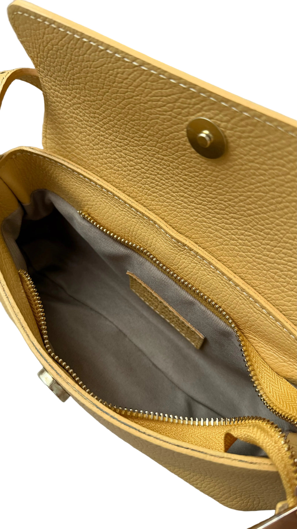 Sac baguette jaune en cuir fabriqué en Italie - Fiorella