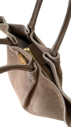 Sac à main taupe en daim made in Italy - Fiorella