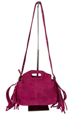 Sac à bandoulière à franges en cuir daim rose fabriqué en Italie - Fiorella
