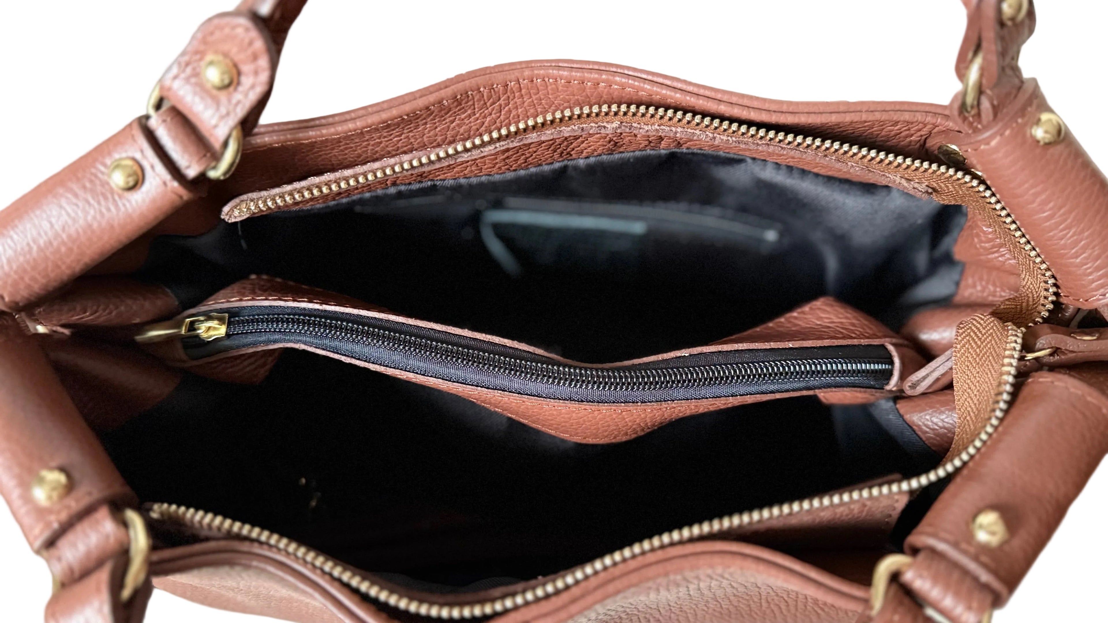 Sac à main marron en cuir fabriqué en Italie - Fiorella
