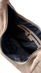 Sac hobo taupe en daim made in Italy - Fiorella