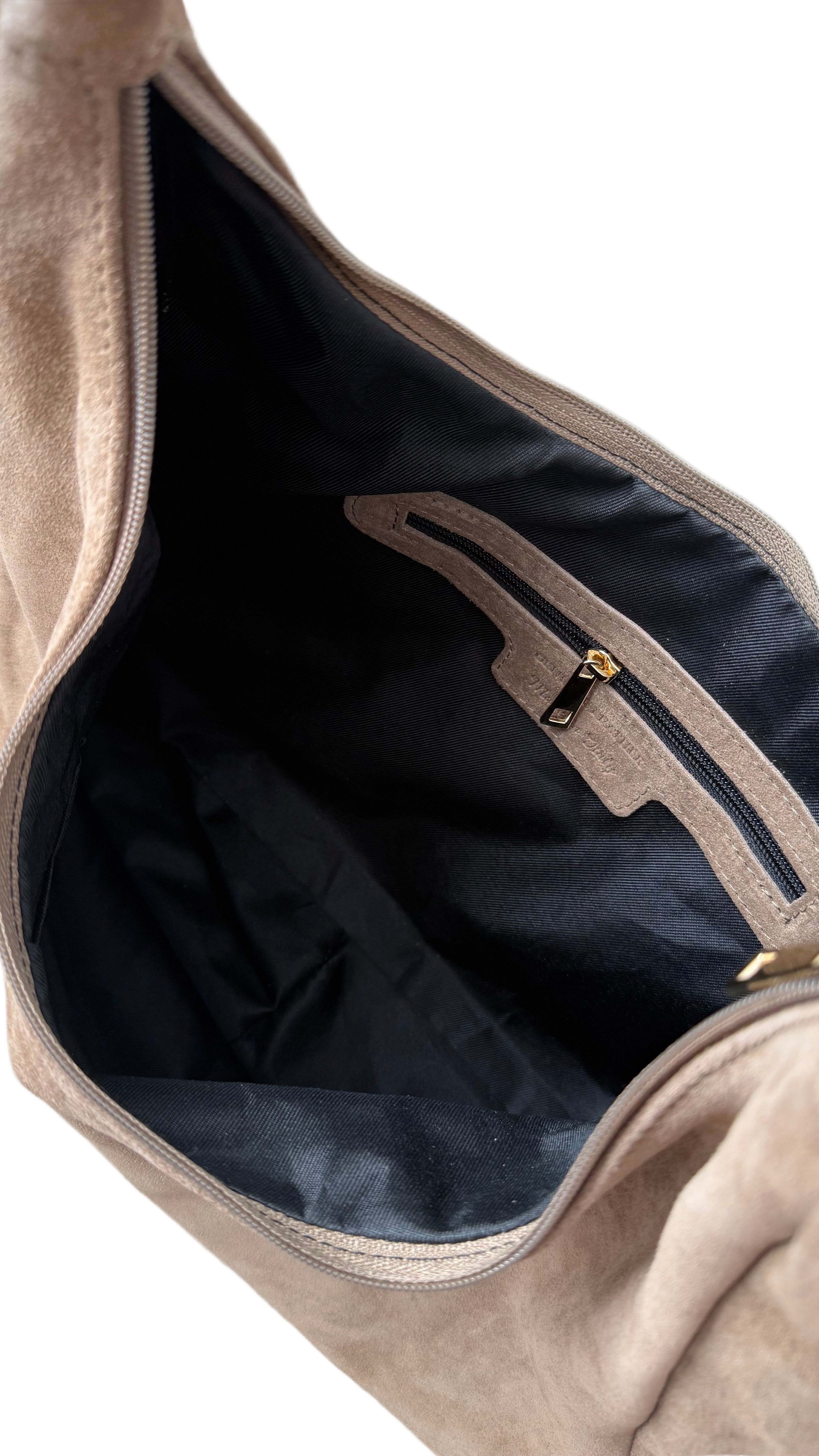Sac hobo taupe en daim made in Italy - Fiorella