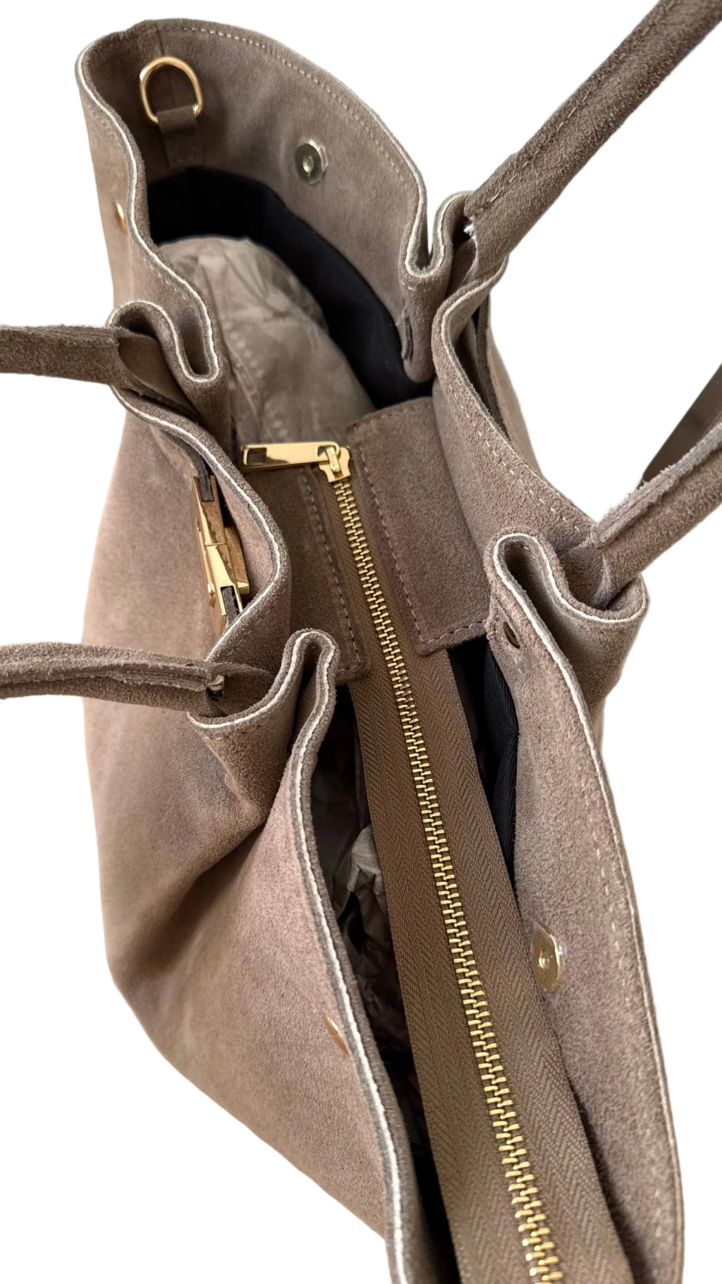 Sac à main taupe en daim made in Italy - Fiorella