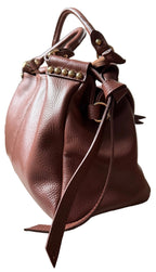 Sac à main marron en cuir fabriqué en Italie - Fiorella