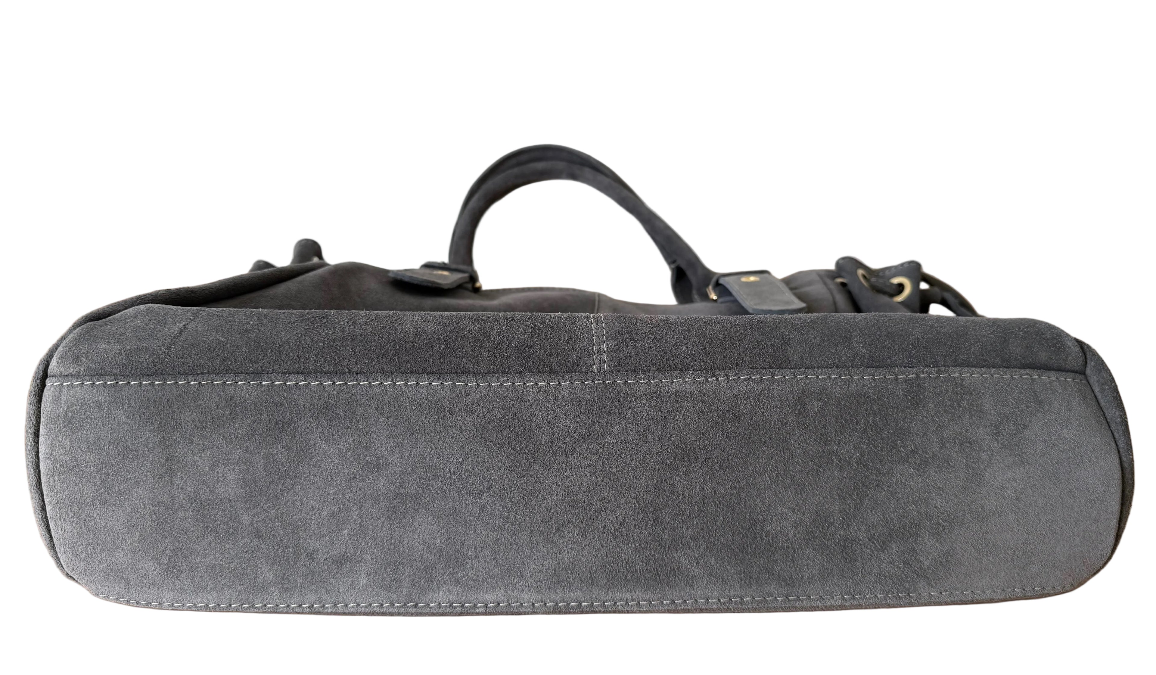 Sac bowling gris en daim made in italy - Fiorella