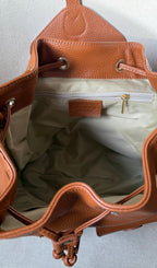 Sac à dos camel en cuir pour femme made in italy - Fiorella