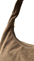 Sac hobo taupe en daim made in Italy - Fiorella