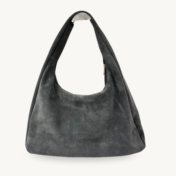 Sac hobo gris en daim made in Italy - Fiorella
