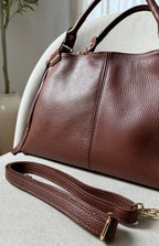 Sac à main marron en cuir fabriqué en Italie - Fiorella