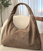 Sac hobo taupe en daim made in Italy - Fiorella