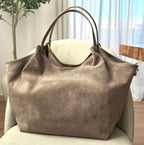 Sac cabas fourre-tout taupe en daim made in Italy - Fiorella