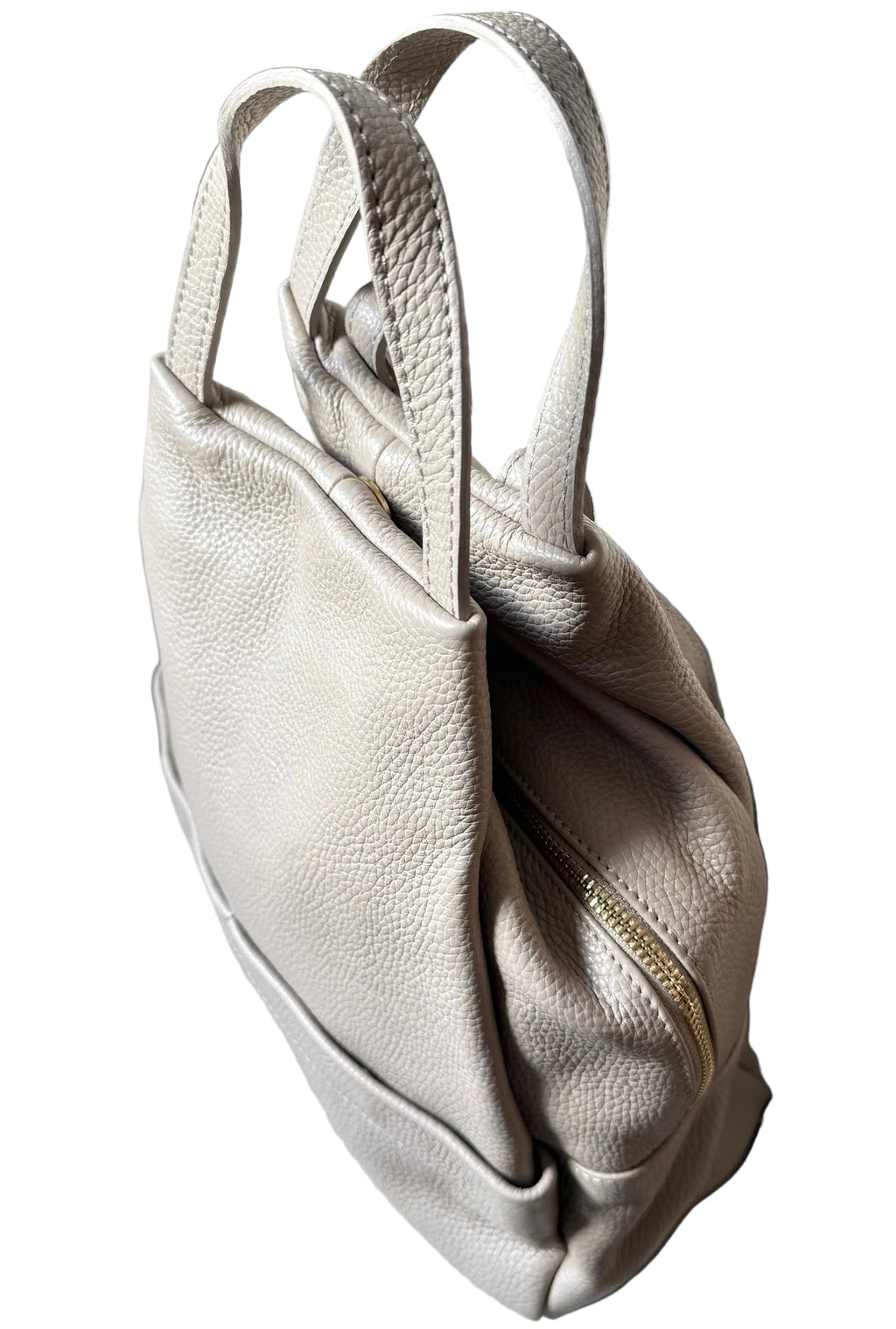Sac à dos taupe en cuir pour femme made in italy
