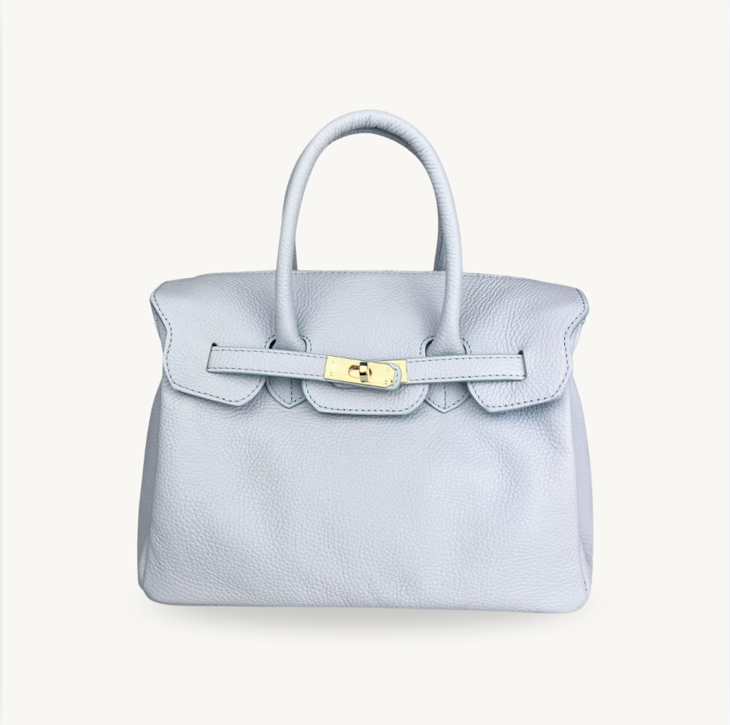 Sac à main bleu en cuir fabriqué en Italie - Fiorella