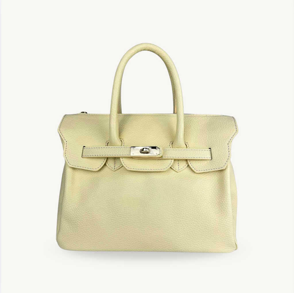 Sac à main jaune en cuir fabriqué en Italie - Fiorella