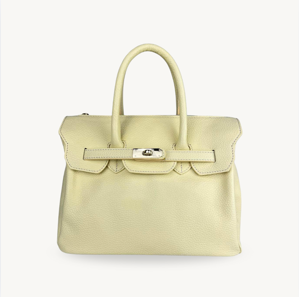 Sac à main jaune en cuir fabriqué en Italie - Fiorella
