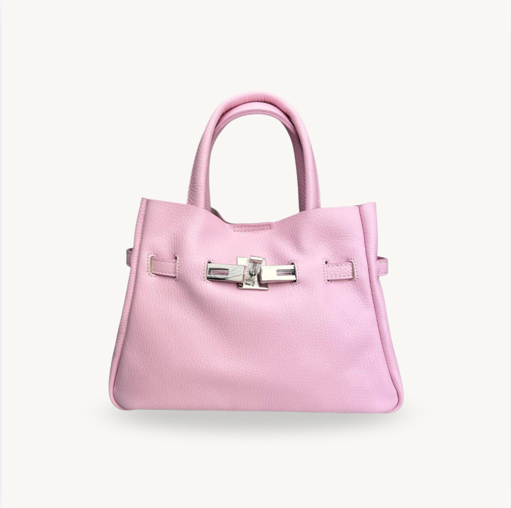 Sac à bandoulière rose en cuir fabriqué en Italie - Fiorella